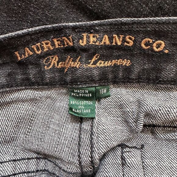 Lauren Ralph Lauren Jeans Co. Women’s 16W Black Denim Straight Leg Stretch Jeans - Picture 5 of 6